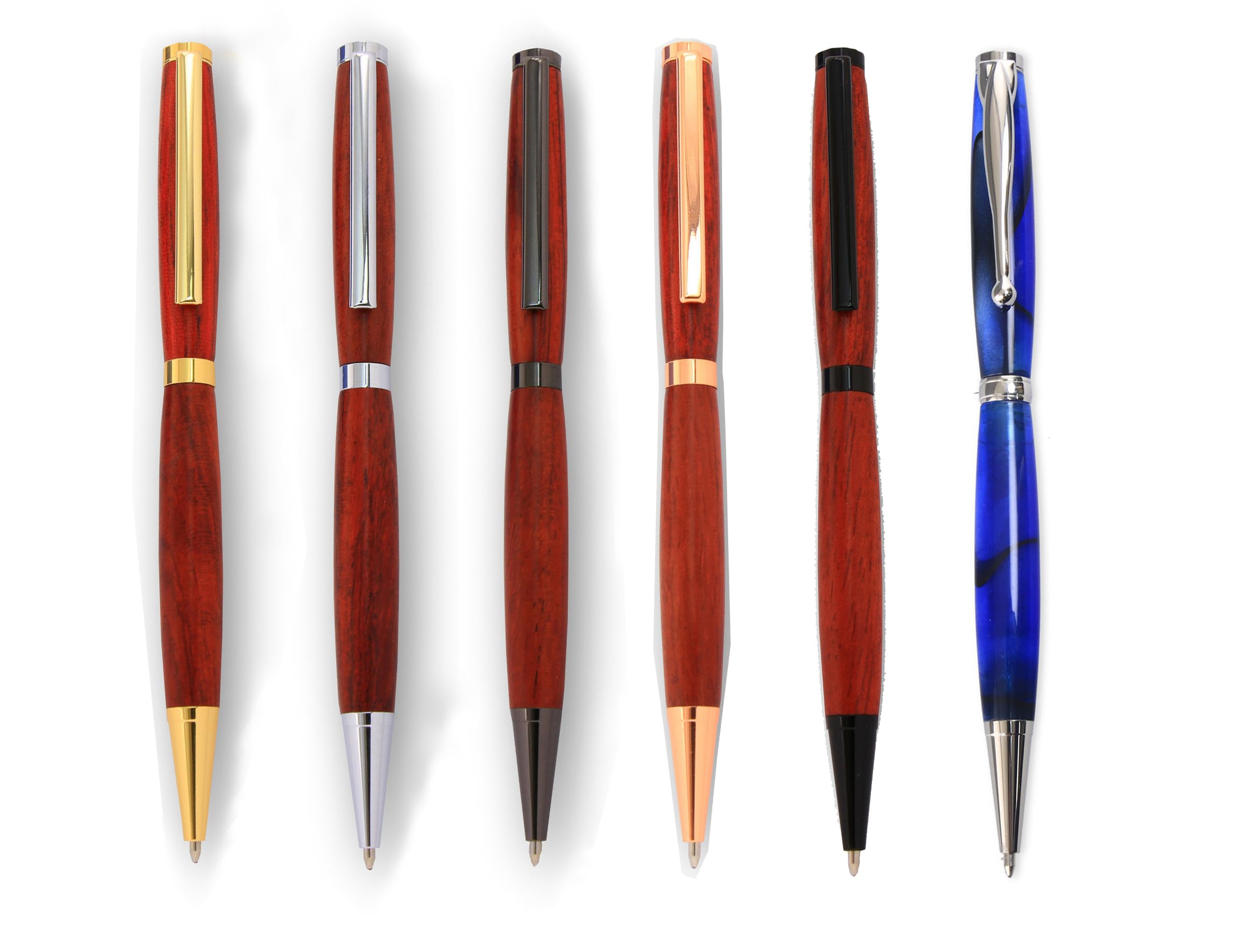 Lot de 10 stylos torsadés pour tournage sur bois (nickel)