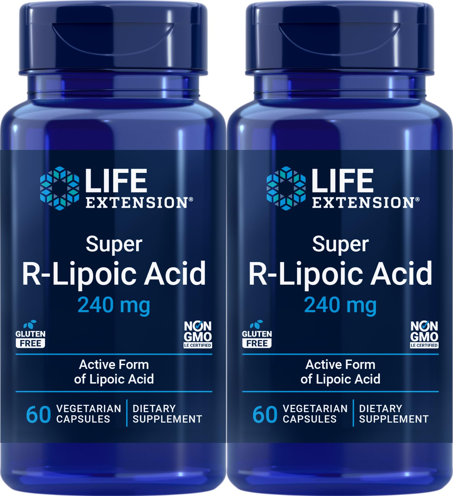 Super R-Lipoic Acid 240 mg, 60 Vegetarian Capsules (Pack of 2)