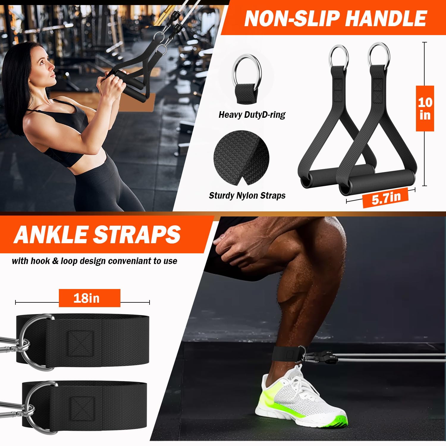 WHATAFIT - Juego de bandas de resistencia, bandas de ejercicio con anclaje de puerta, asas, bolsa de transporte, correas de tobillo para entrenamiento de resistencia, terapia física, entrenamientos en