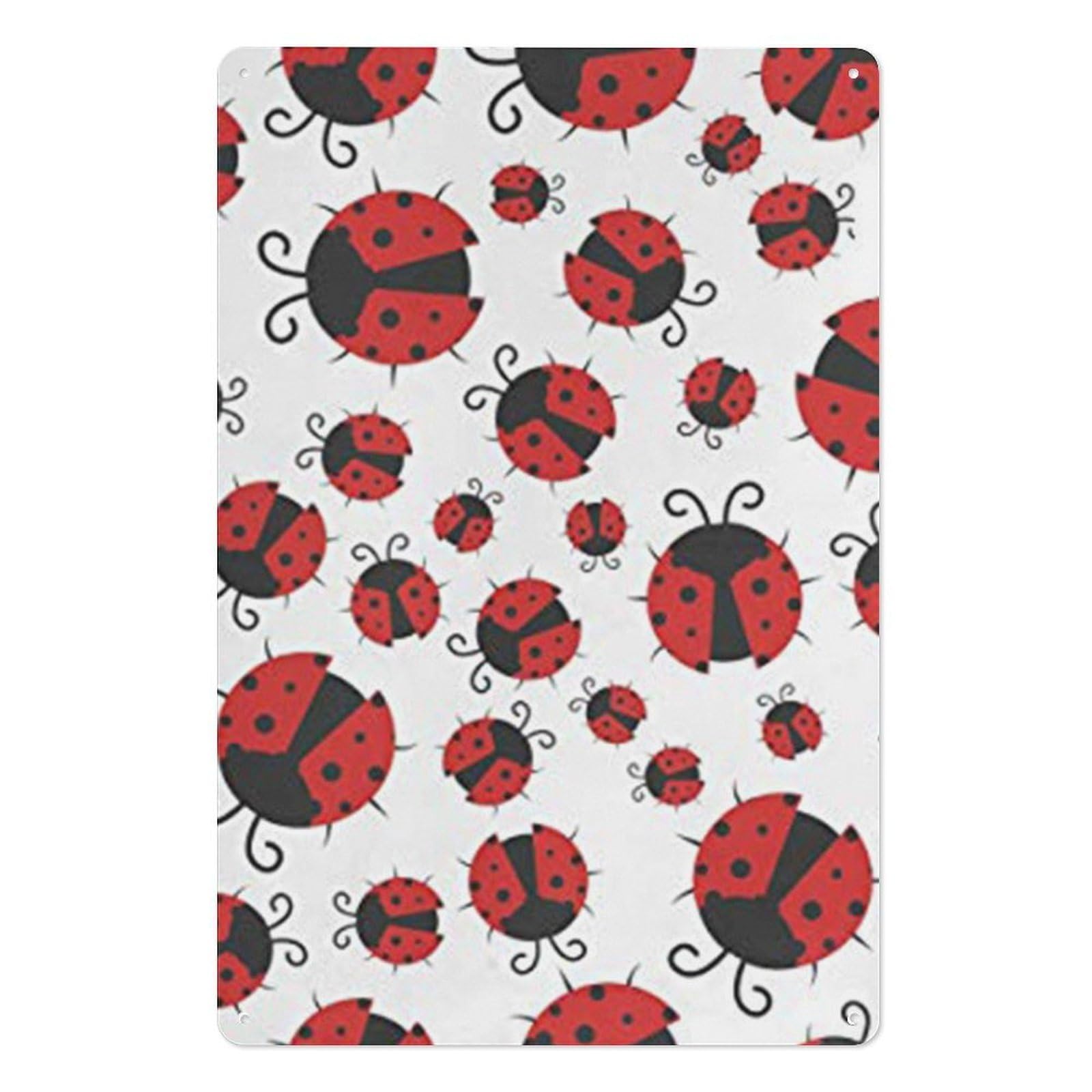 Funny Ladybug Vertical Iron Tin Wall Sign 7.9x11.8 Inch Thickened Metal Plaque with Hanging Holes, Tough Iron Art Plate Ornament for Living Space Workplace Indoor Wall Decor Gift