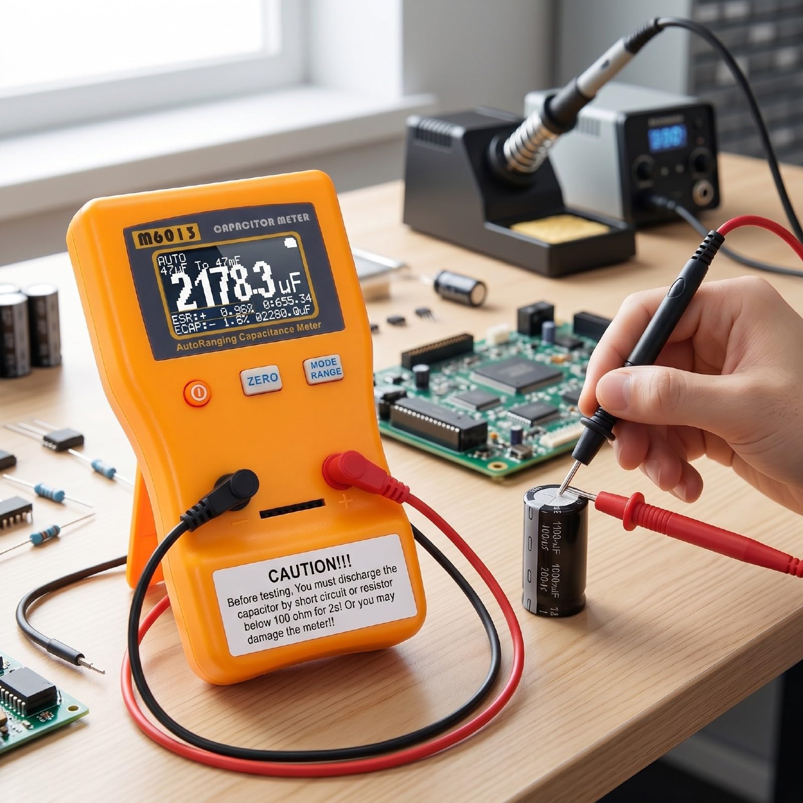 Fafeicy Misuratore di capacità da 0,01 PF a 470 F con Tester Digitale con Range Automatico Clip di Prova SMD per Riparazione HVAC e Diagnostica di Apparecchi