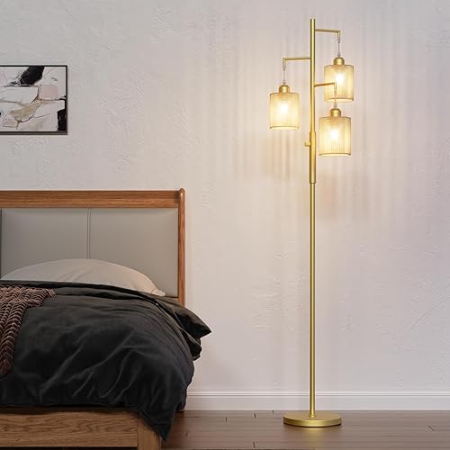 Miniatura 6 de Hotsonic 72" Tall Boho Floor Lamp, Dimmable Standing Lamp with Handcrafted Rattan Beige Shade, Industrial Tree Floor Lamps for Living Room, Bedroom,