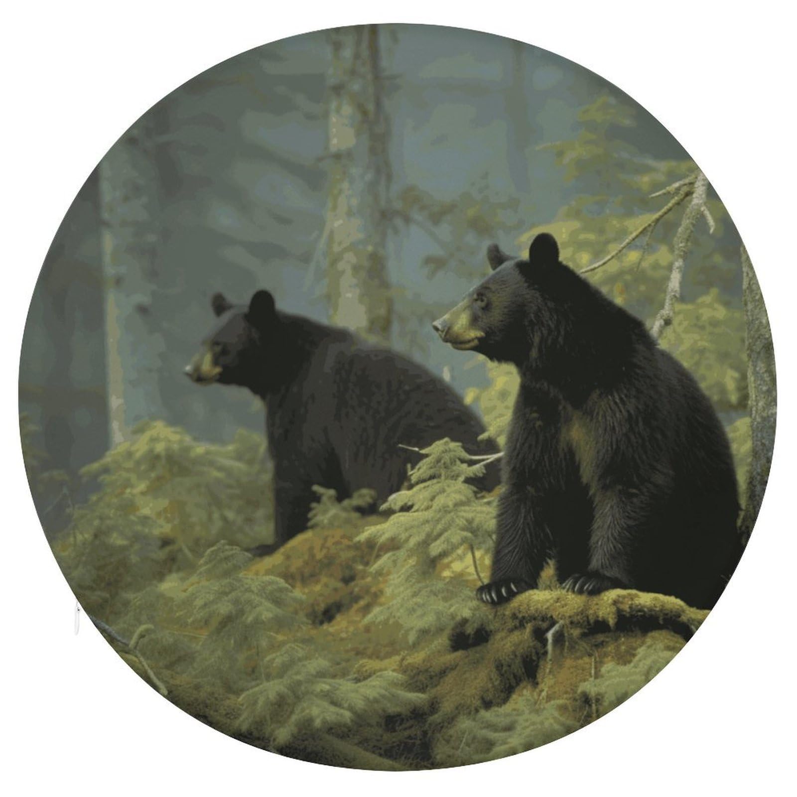 Wsoihfec Style Black Bears Seat Cushion Round Chair Pad