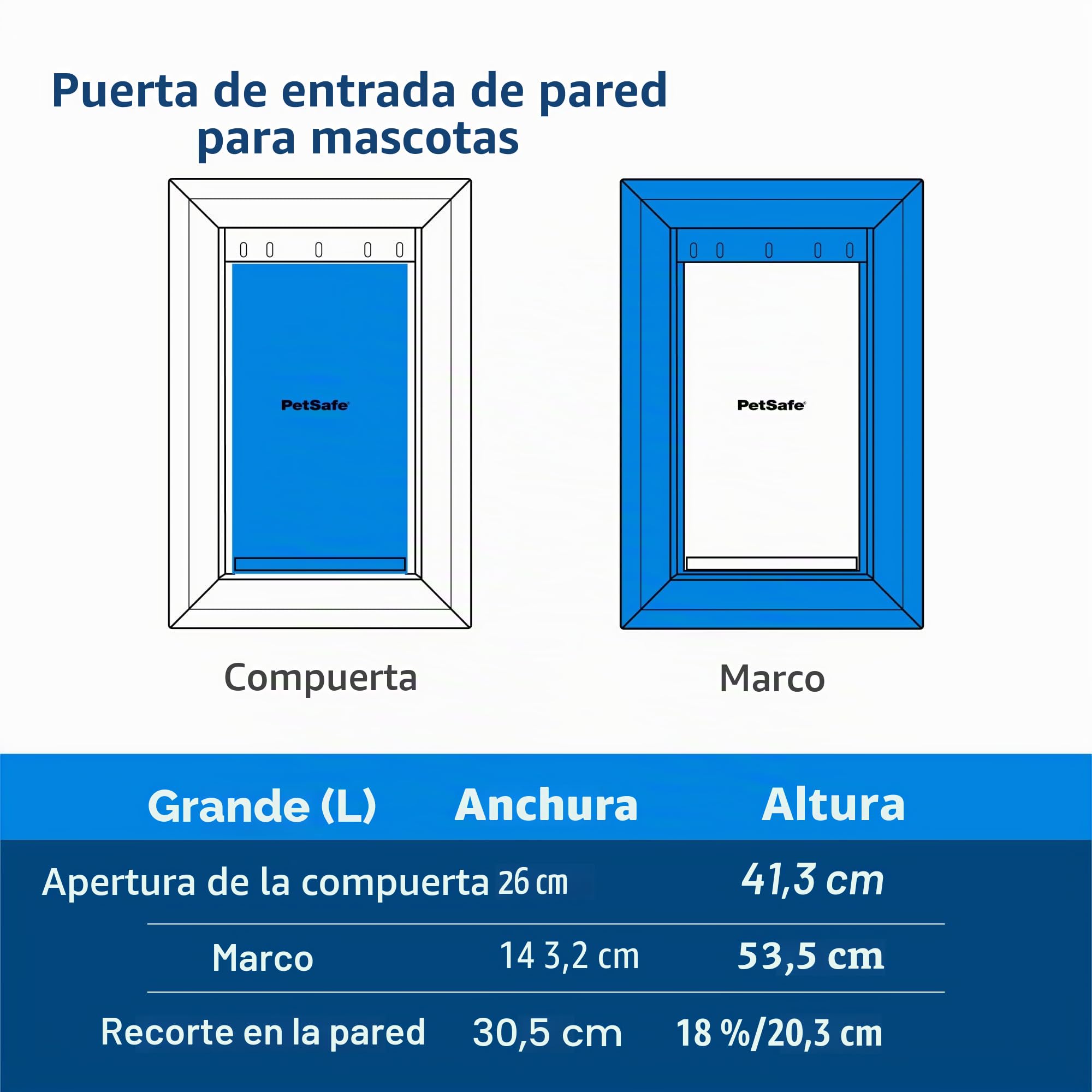 PetSafe Puerta de Entrada de Pared túnel telescópico, Grande, para Mascotas de hasta 100 Libras, Color Blanco, Fabricada en los Estados Unidos, Cloruro de polivinilo, L (Pack of 1)