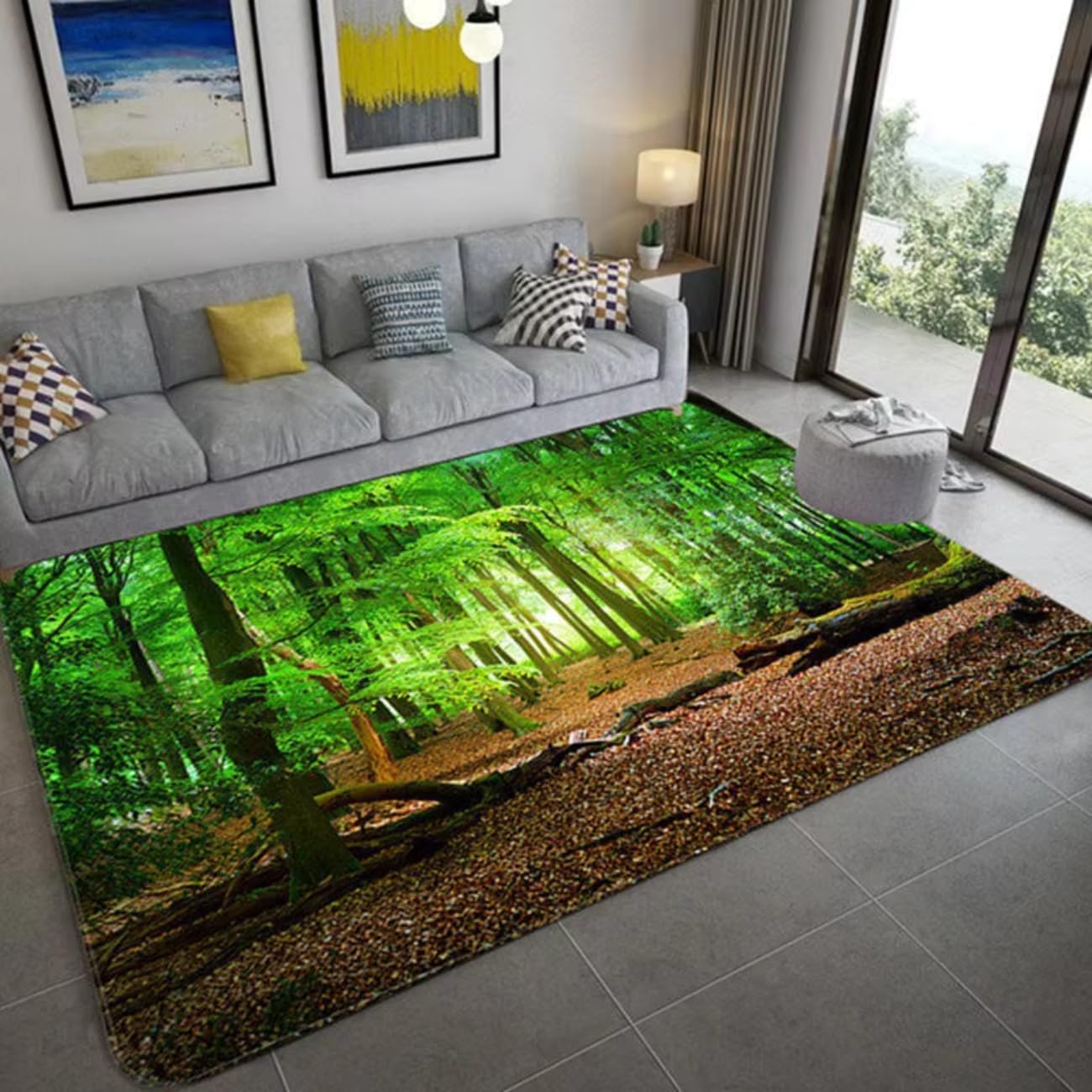 Tapis de sol 3D antidérapant en flanelle lavable pour chambre et pièces humides