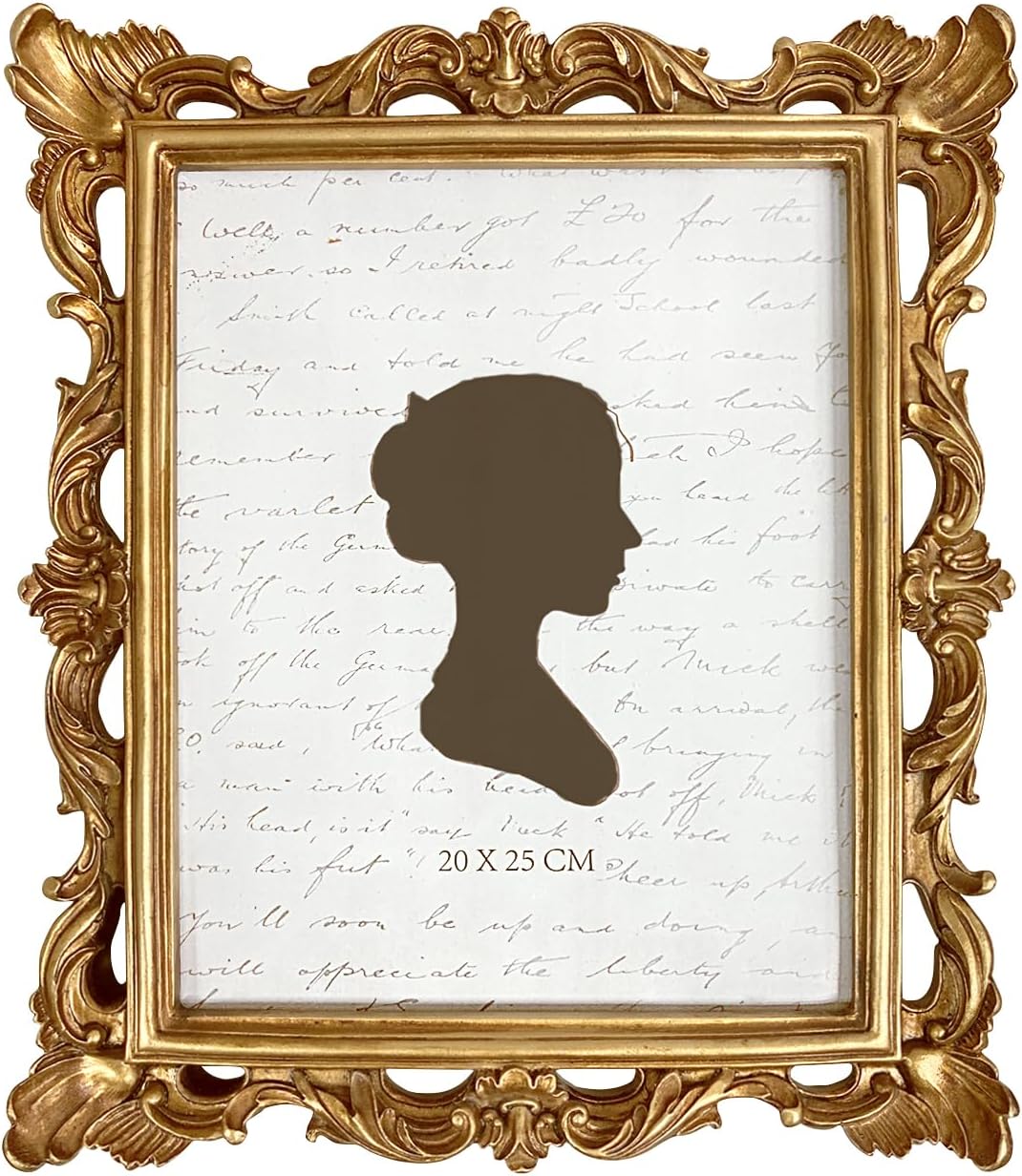AELS 8x10 Inch Vintage Picture Frame, Elegant Antique Photo Frames with Glass Front, Photo Display, Tabletop Wall Hanging, Gift Ideas, Golden Bronze