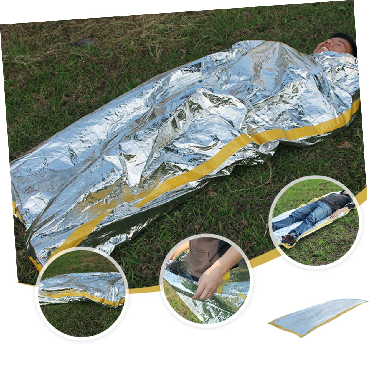 LIOOBO Insulated Sleeping Pouch Emergency Sleeping Bag Camping Blanket Heat Insulation Compact for Outdoor