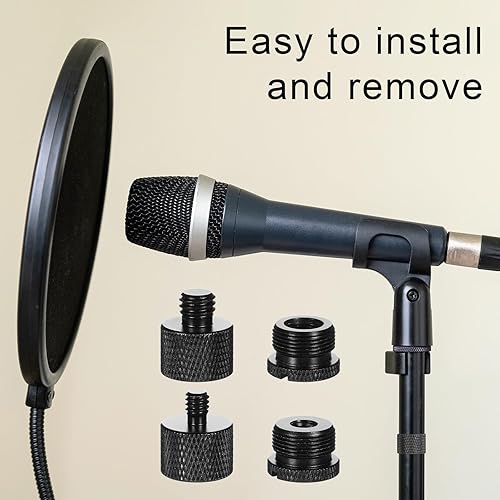 Miniatura 4 de Juego de 8 adaptadores de soporte de micrófono, adaptadores de metal para micrófono, 58 hembra a 38 macho y 38 hembra a 58 macho, 58 hembra a 14