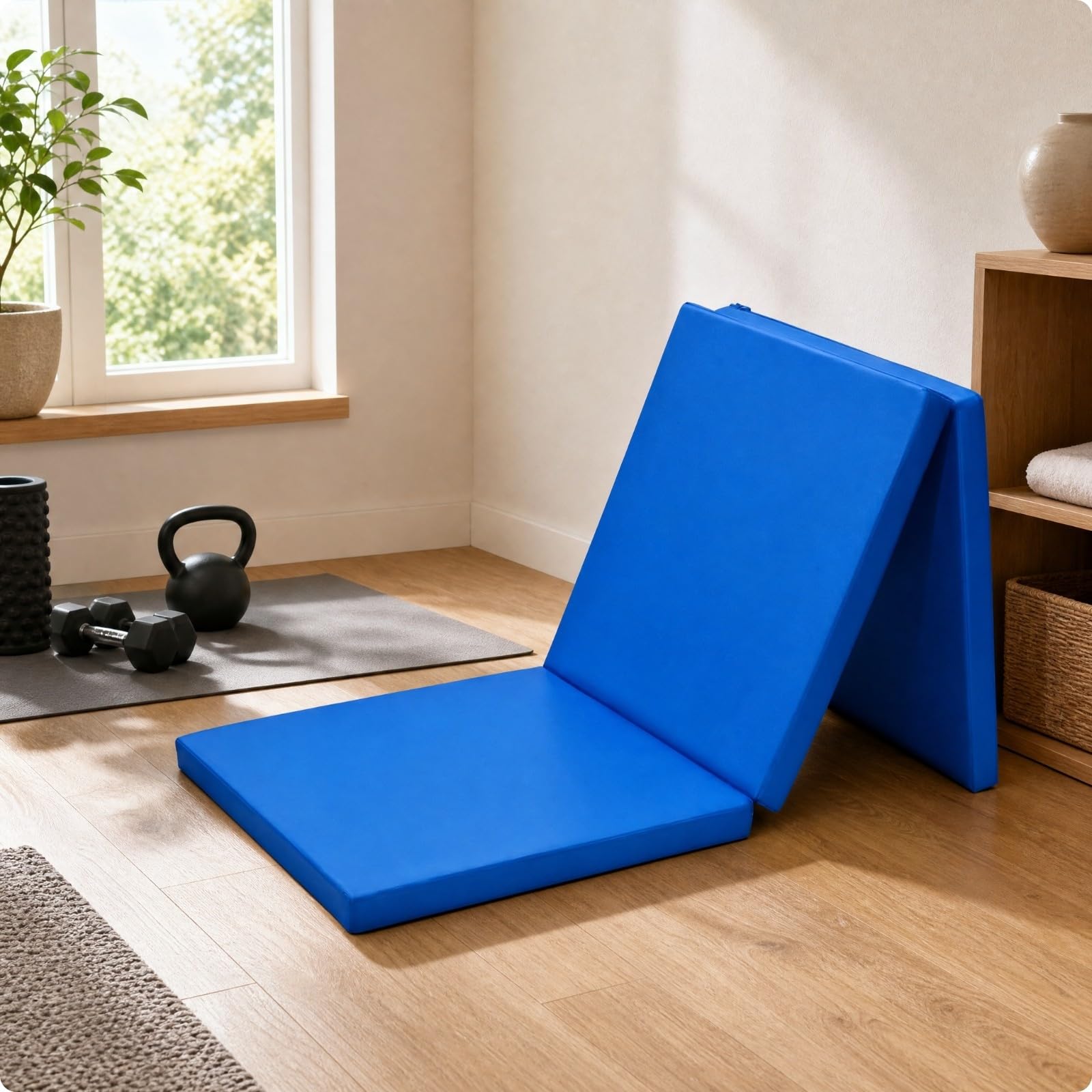 Milageto Colchoneta Plegable Gimnasia Grueso | Cosidos Resisns, Esrilla Ejercicio con Asa, Esrilla Entrenamiento, Morado