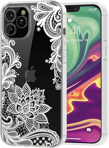 Ueokeird Funda de teléfono para iPhone 12 Pro 2020iPhone 12, funda delgada a prueba de golpes con patrón floral transparente suave y flexible TPU
