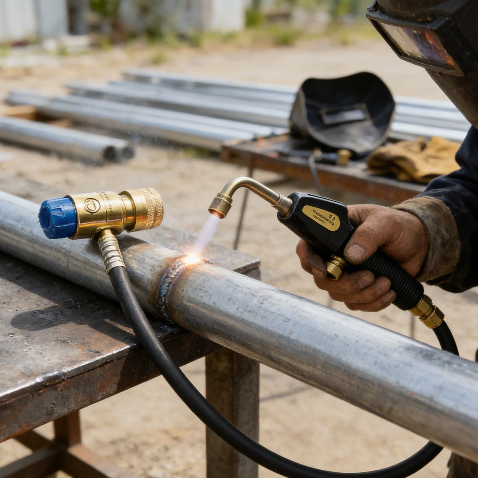 Juego de soplete de soldadura profesional con punta de cobre con manguera larga flexible para tareas de unión de metal, reparaciones detalladas de espacio pequeño, soplete de soldadura por calor