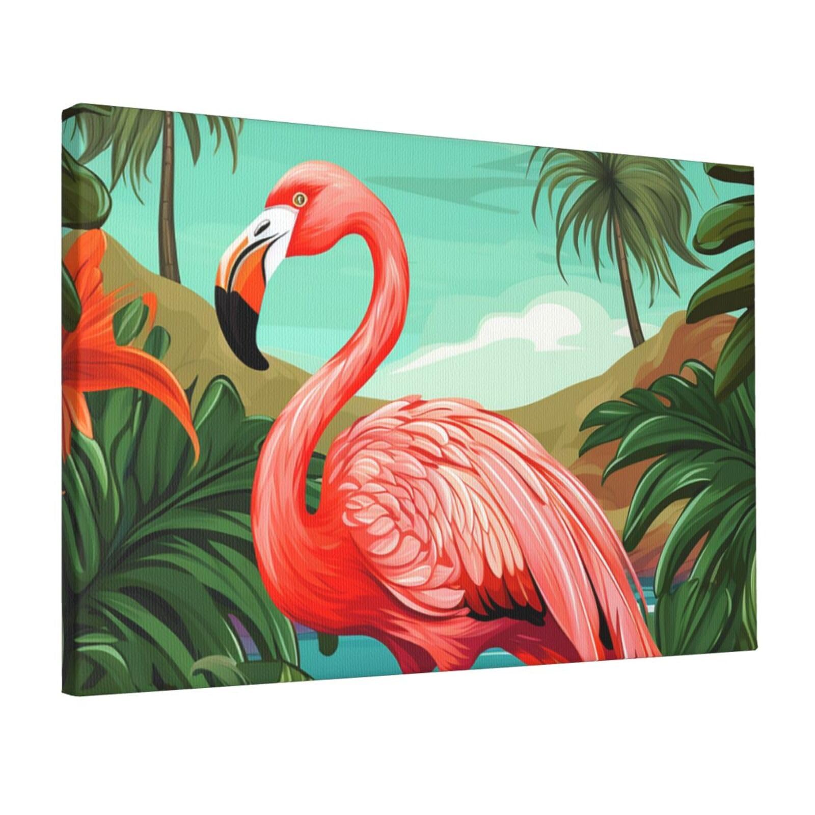 DWVTSLH Tropical Flamingo Poster Paintings Canvas Wall Art Bedroom Prints Home Decor Hanging Picture Modern Home Artworks Aesthetic for Living Room Office Wall Decor 12x18in Unframed