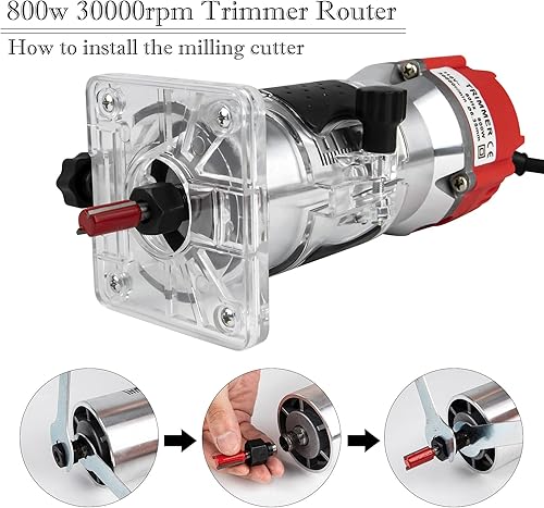 Miniatura 5 de Herramienta de enrutador de madera compacta de 110 V, kit de enrutador de palma eléctrico para carpintería manual con guantes, 15 brocas de