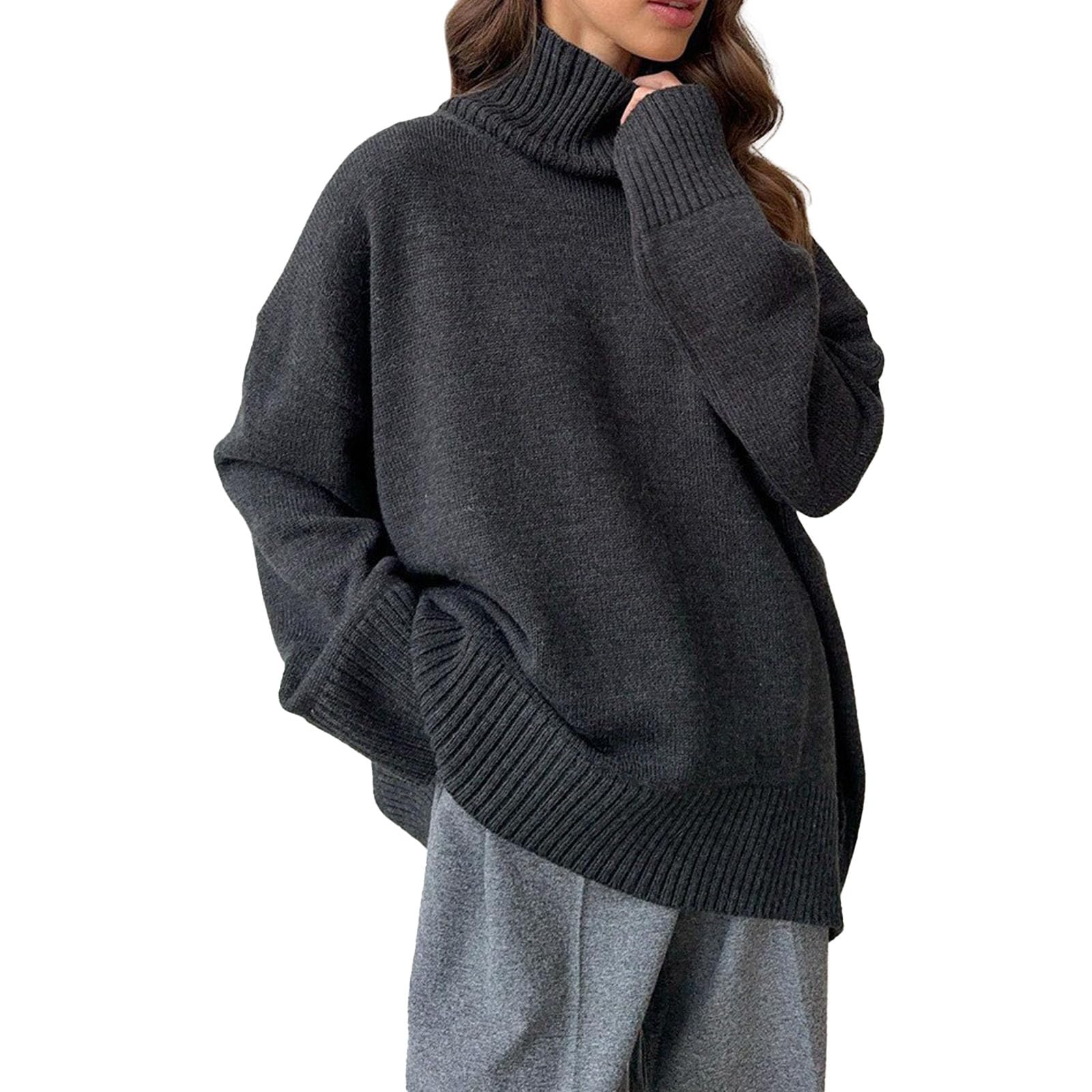 Womens Warm Turtleneck Sweater Soft Cozy Knit Long Sleeve Pullover Fall Winter Casual Office Tops
