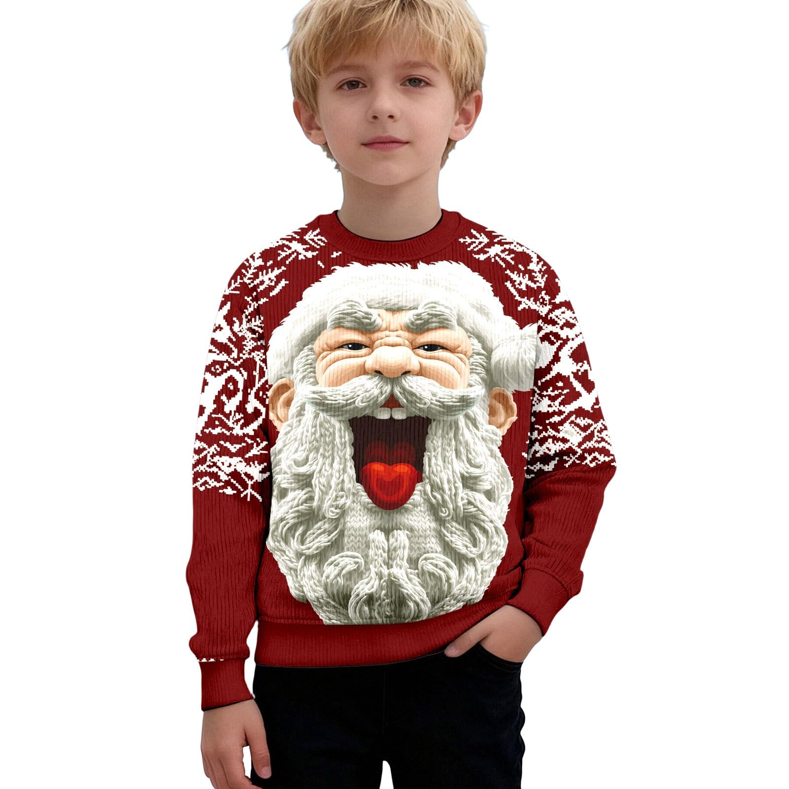 Pull Noël Enfant Fille Garçon 4-14 Ans - Christmas Sweater Moche Festif Pour Fêtes De Fin D'Année