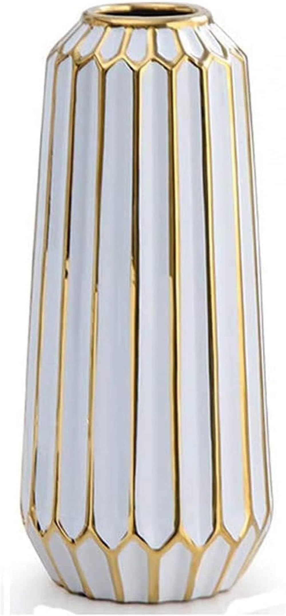 asdchZen Vase White Minimalist Vase For Flowers, Modern Vase, White And Gold Marble Vase, Ceramic Minimalist Vase For Centrepiece, Kitchen, Dinning And Gift Vase-L-L,M