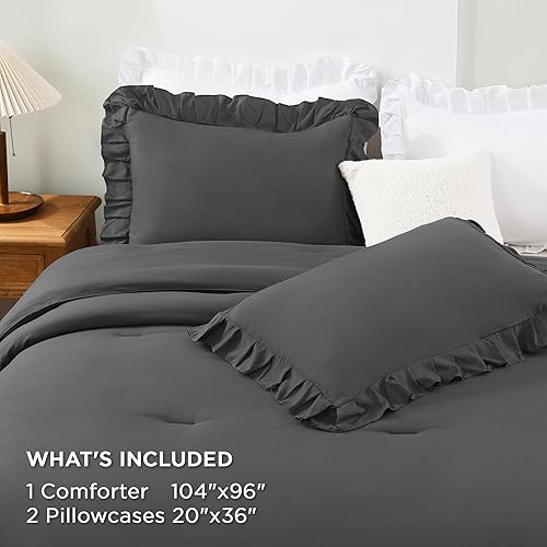 Miniatura 7 de Andency Juego de edredón tamaño California King de 3 piezas, ligero, esponjoso, estilo rústico y elegante, de microfibra suave, para todas las