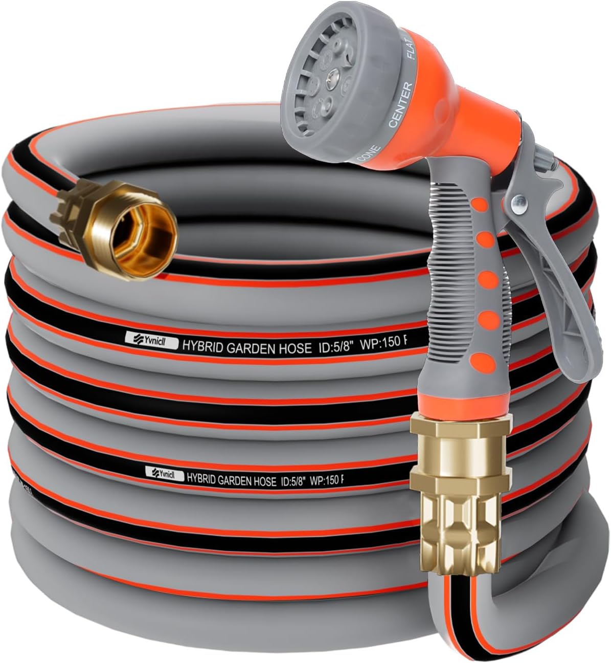 Product image of Garden Hose 25 ft 5/8,Rubber Water Hose Heavy Duty, Hybrid Durable Flexible Hose,Lightweight No Kink Hose for Outdoor Yard Lawn with Sprayer Nozzle and 3/4''Brass Solid Fittings