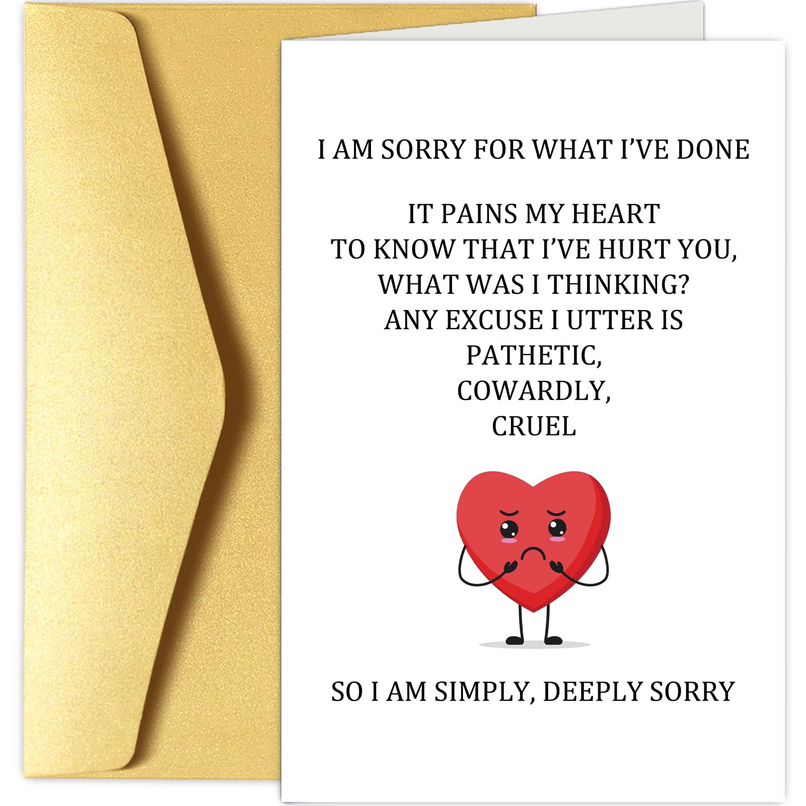 Apology Card for Men Women, I'm Sorry Card for Him Her, Forgive Me Card for Husband Wife Boyfriend Girlfriend, Apology Gifts for Friend Coworker Child