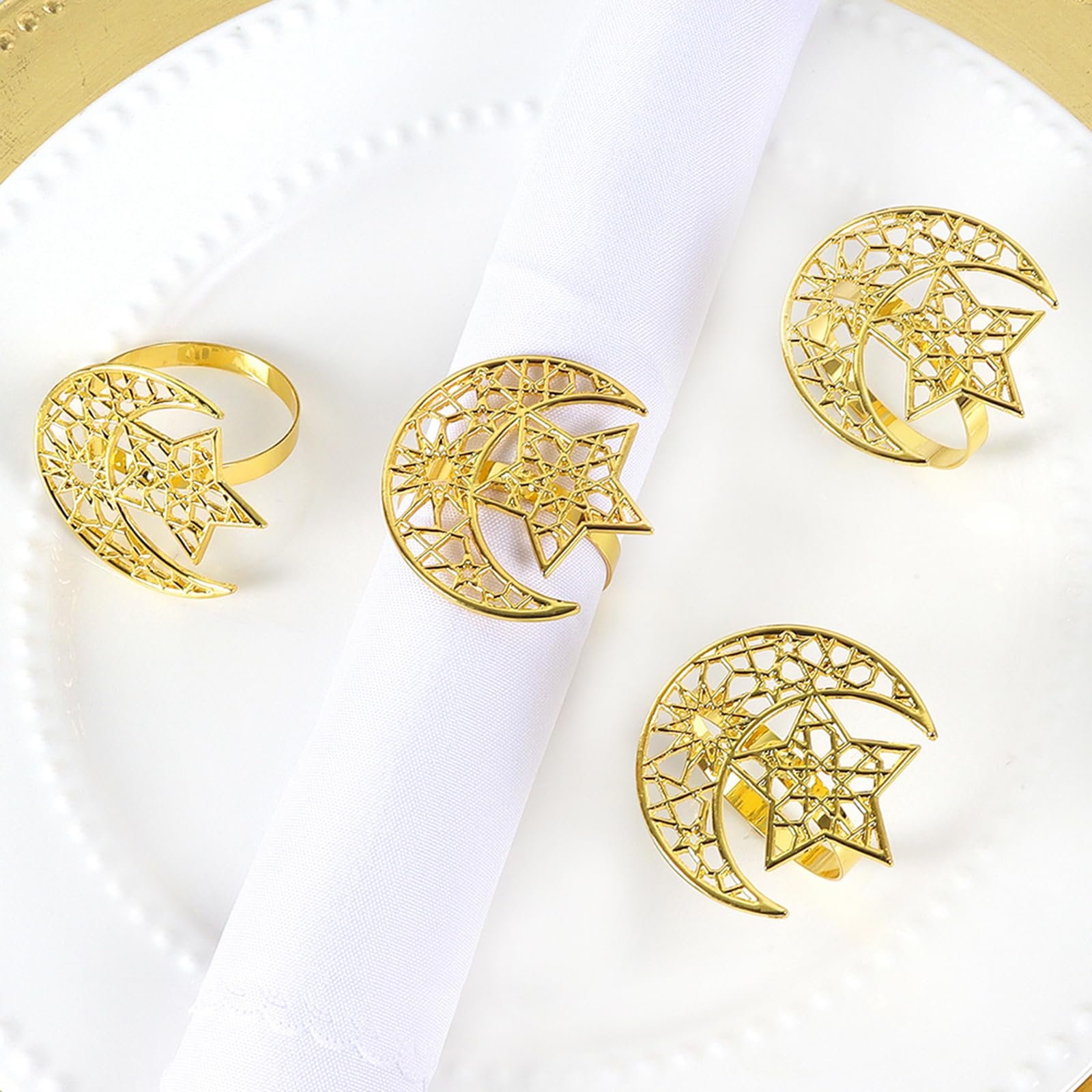 ナプキンリング6個セット Amazon｜6pcsナプキンリングセットくぼみのある月と星ナプキンス