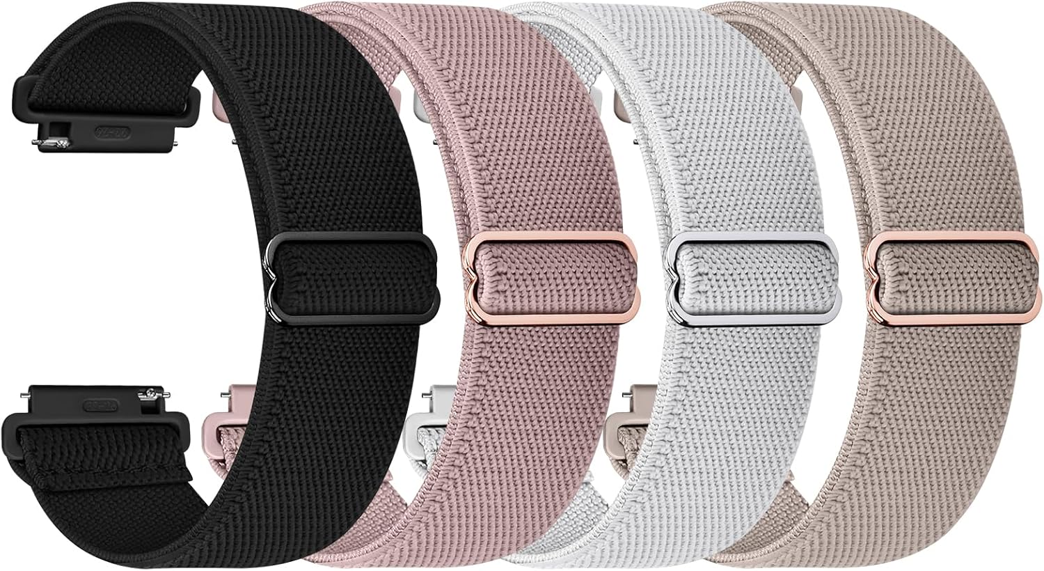 Fullmosa Quick Release Watch Bands 20mm 22mm Water-resistant Nylon Elastic Braided Straps, Adjustable Solo Loop Wristband for Women Men