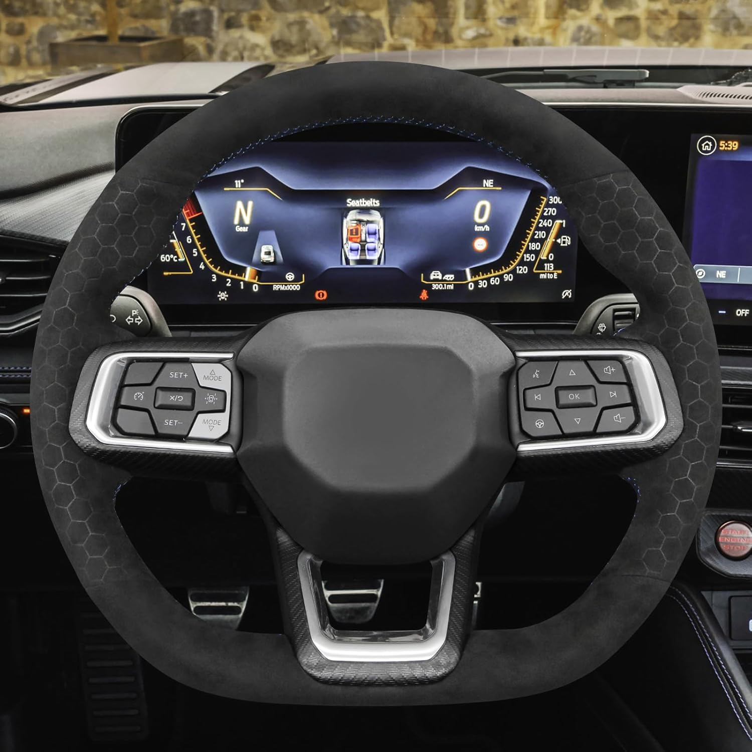 MEWANT Steering Wheel Cover for Ford Mustang 2024 Hand-Stitched Steering Wheel Wrap