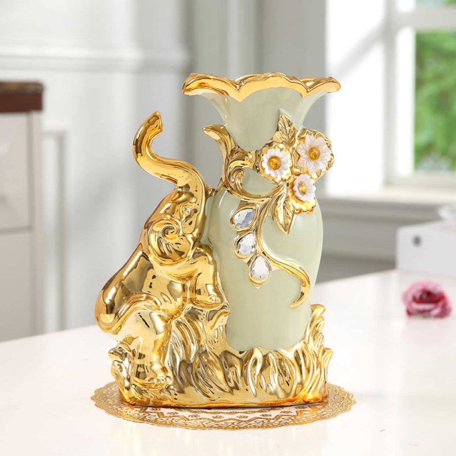 Ceramic Flower Vase for Home Decoration, Left Elephant
