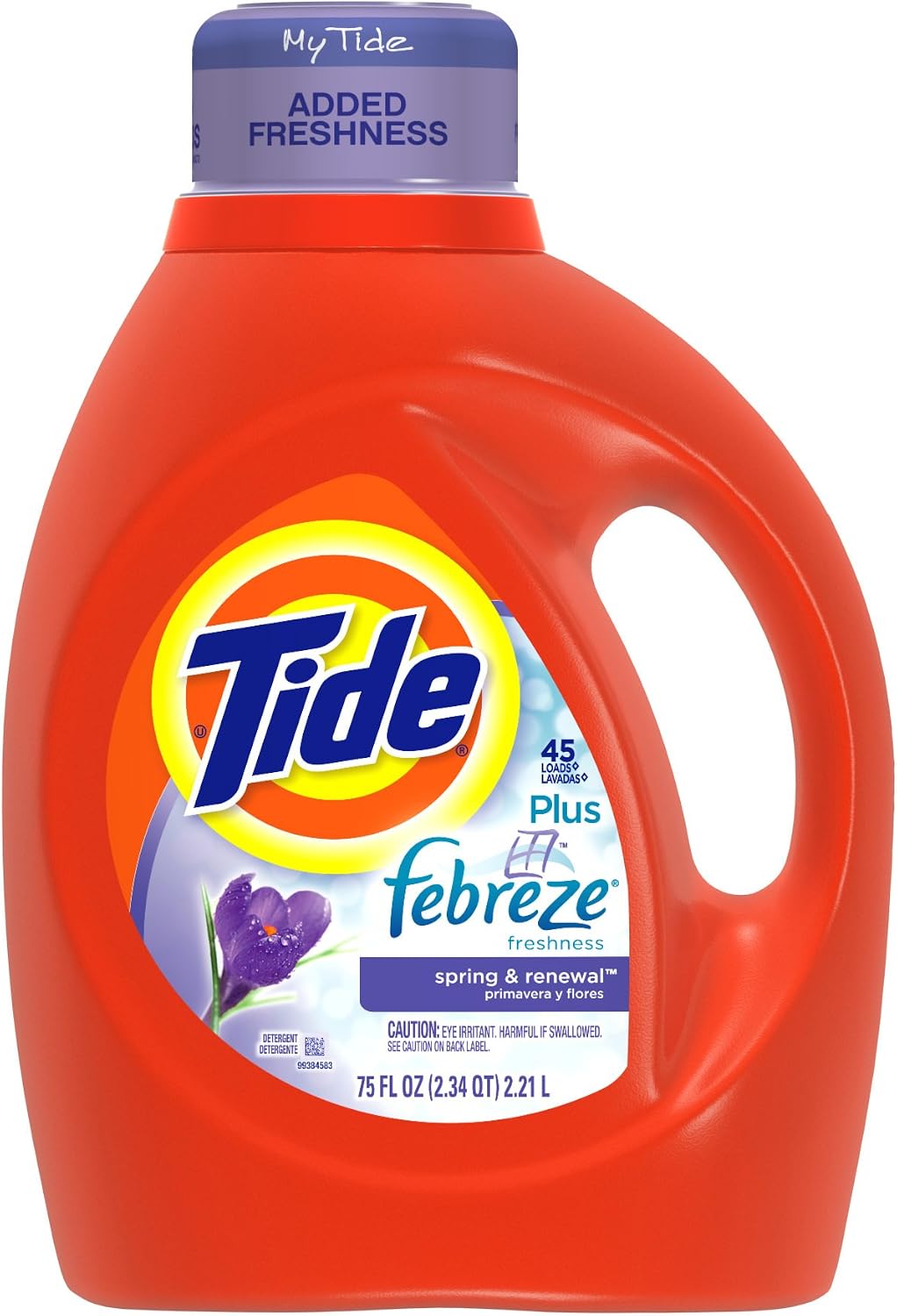 Tide with Febreze Freshness Spring and Renewal Scent with Actilift, 75-Ounce (Pack of 4)