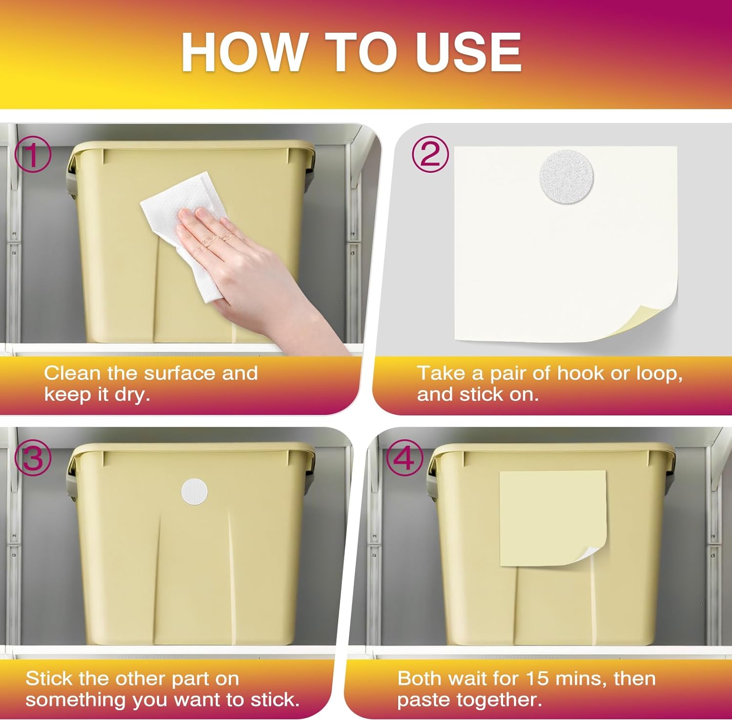 Dots with Adhesive, 280 Pairs 3/4 Inch Round Hook and Loop Fastener, Self Adhesive Circle Sticky Sticker Dots for Home Office School Car and DIY Crafting White