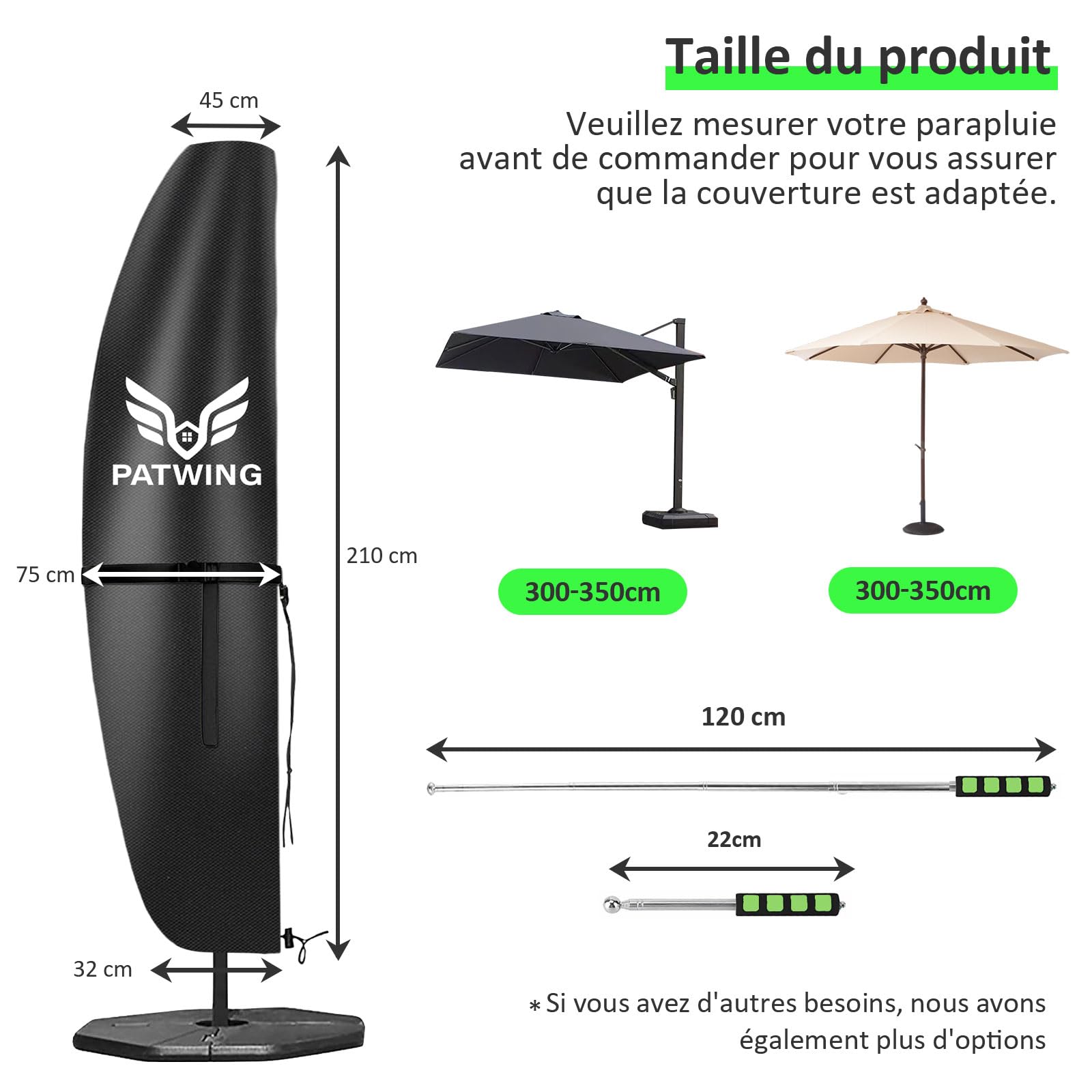 Coperture per Ombrelloni,copertura ombrellone decentrato,copri ombrellone da giardino,per Ombrellone a braccio laterale Patio Umbrella Cover