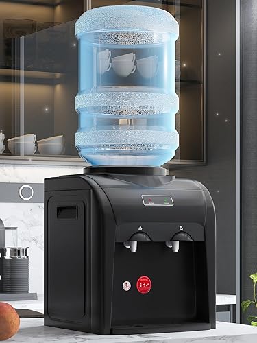 Dispensador de enfriador de agua para encimera, dispensador de agua fría y caliente, enfriador de agua de carga superior, capacidad para botellas de