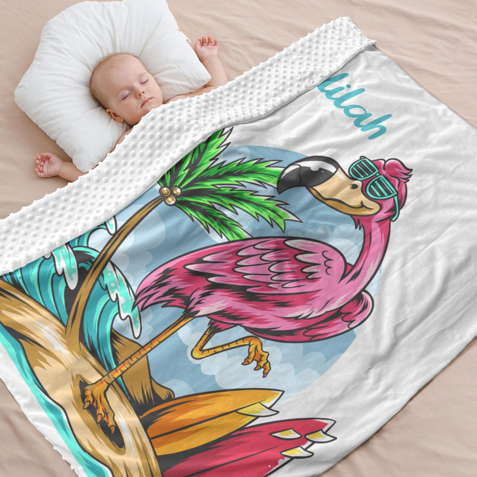 Amazon.com: Beach Flamingo Personalized Baby Blanket Boys Girls Soft Minky  Blanket Double Dotted Backing Custom Shower Gifts 40X50 in : Baby