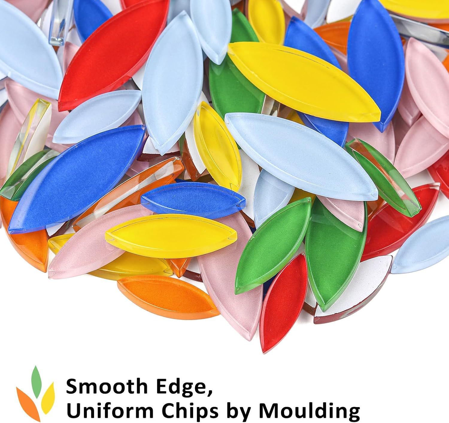 Youway Style 1lb Petal Mosaic Tiles for Crafts,Glass Flower Mosaic Tiles, Vibrant Multicolor Glass Pieces for DIY Coasters & Garden Decor Accents
