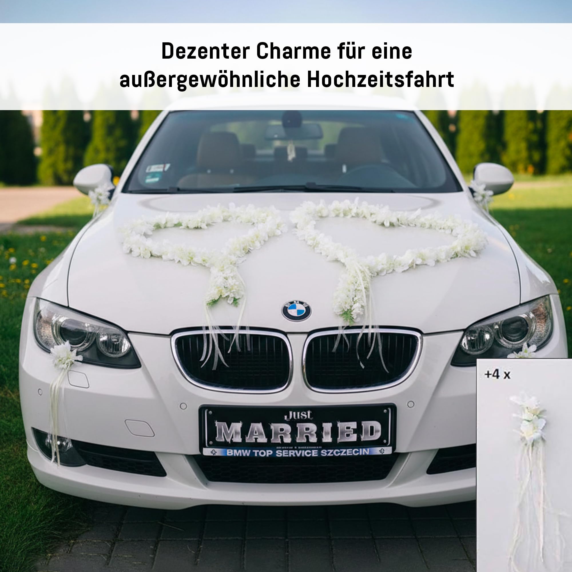 Auto-schmuck so einfach so kreativ Orchidées - Cœur de mariée - Rose - Décoration de Mariage - Voiture - Guirlande de Voiture - Écru