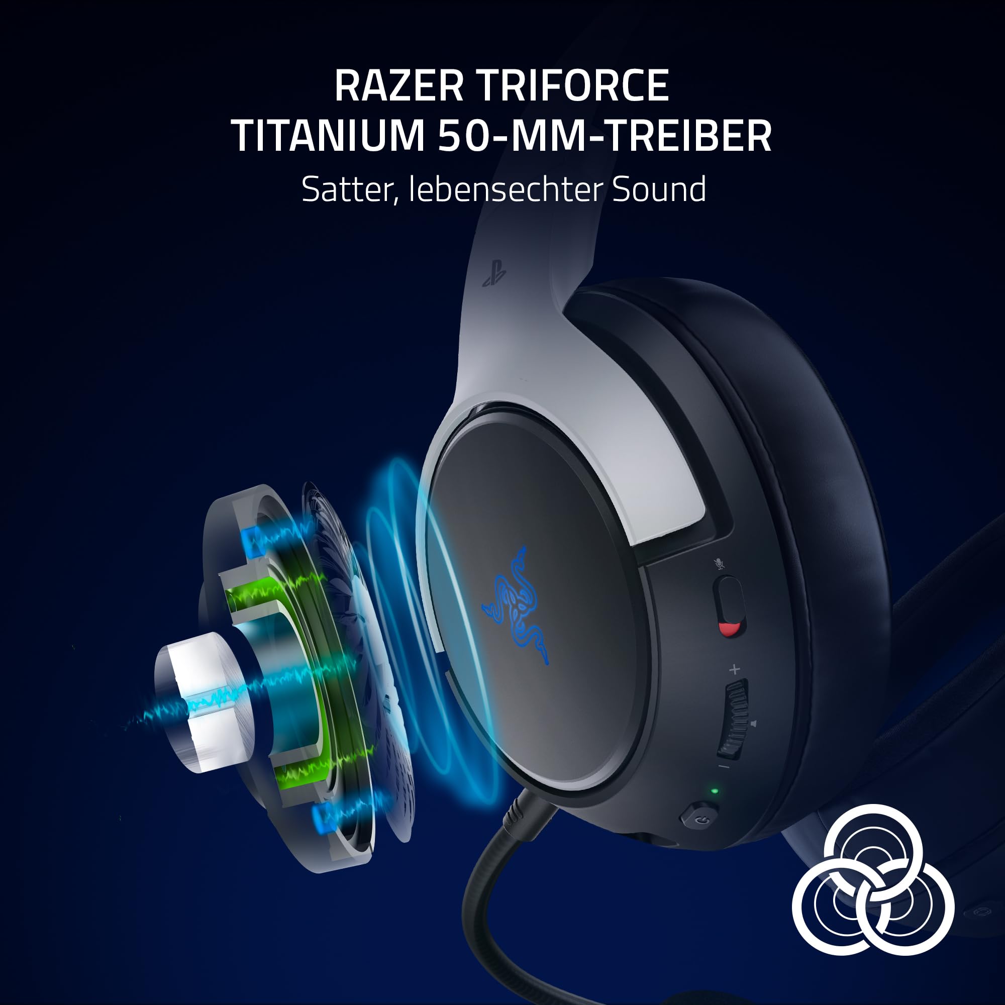 Razer Kaira HyperSpeed (PlayStation Licensed) - Drahtloses Gaming-Headset für PlayStation - 2,4 HyperSpeed und Bluetooth (Triforce 50mm, HyperClear-Mikrofon, USB, plattformübergreifend) Weiß