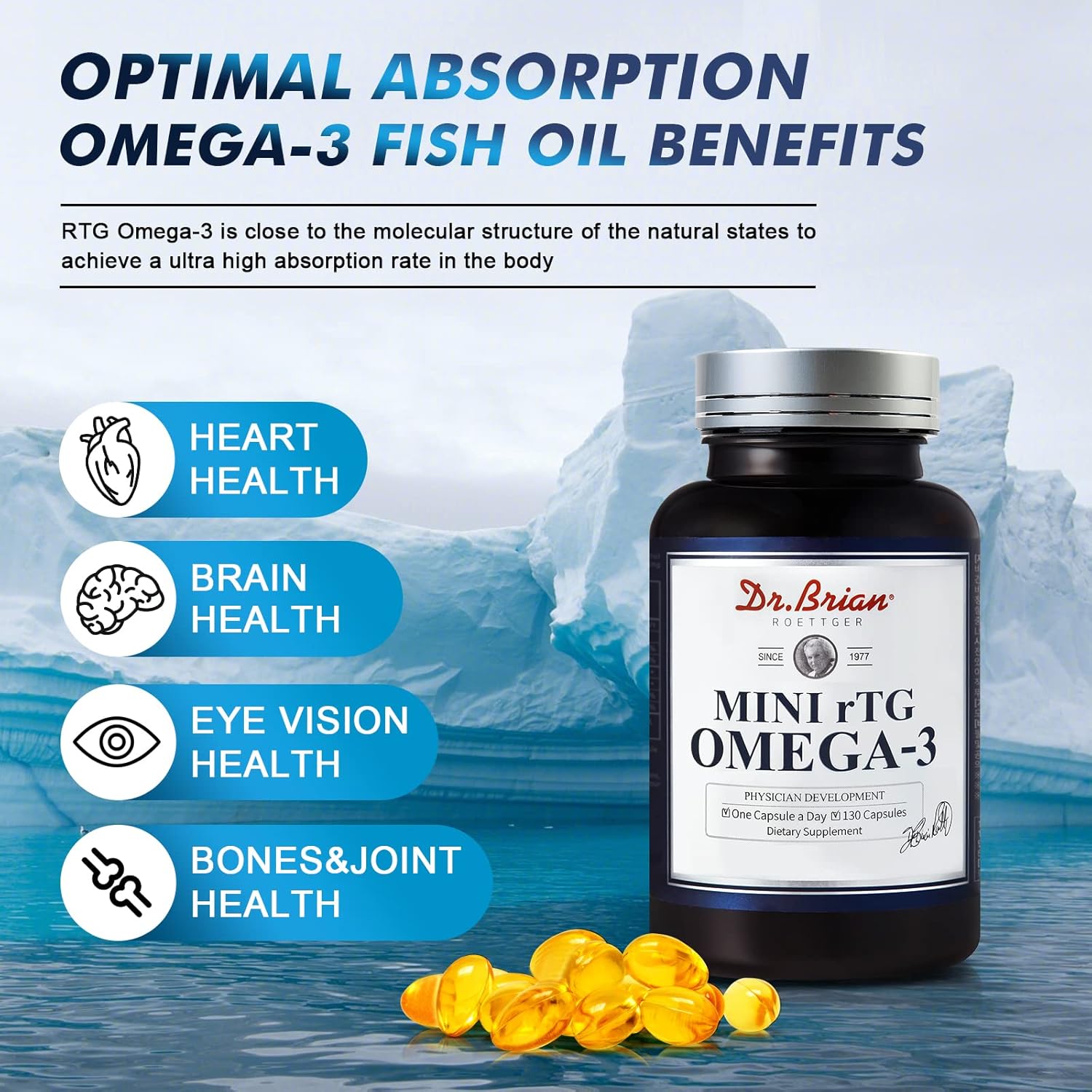 Buy Dr.Brian rTG Mini Omega 3 Fish Oil Support Heart Brain Joint Immune Health, Green Lipped