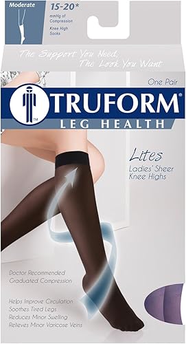 Vista 18 de Truform - Medias de compresión traslúcidas para mujer, hasta la rodillas, 15-20 mmHg, 20 denier, color piel, talla S Beige