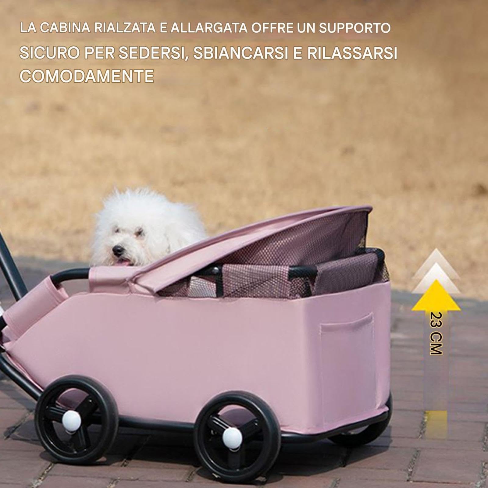 Passeggino per Gatti Fino a 7kg per Cuccioli, e Animali Piccoli | Carrozzino Pieghevole per Animali Domestici e Cani per Viaggi, Passeggiate, Veterinario, Avventure all'Aperto, Uso