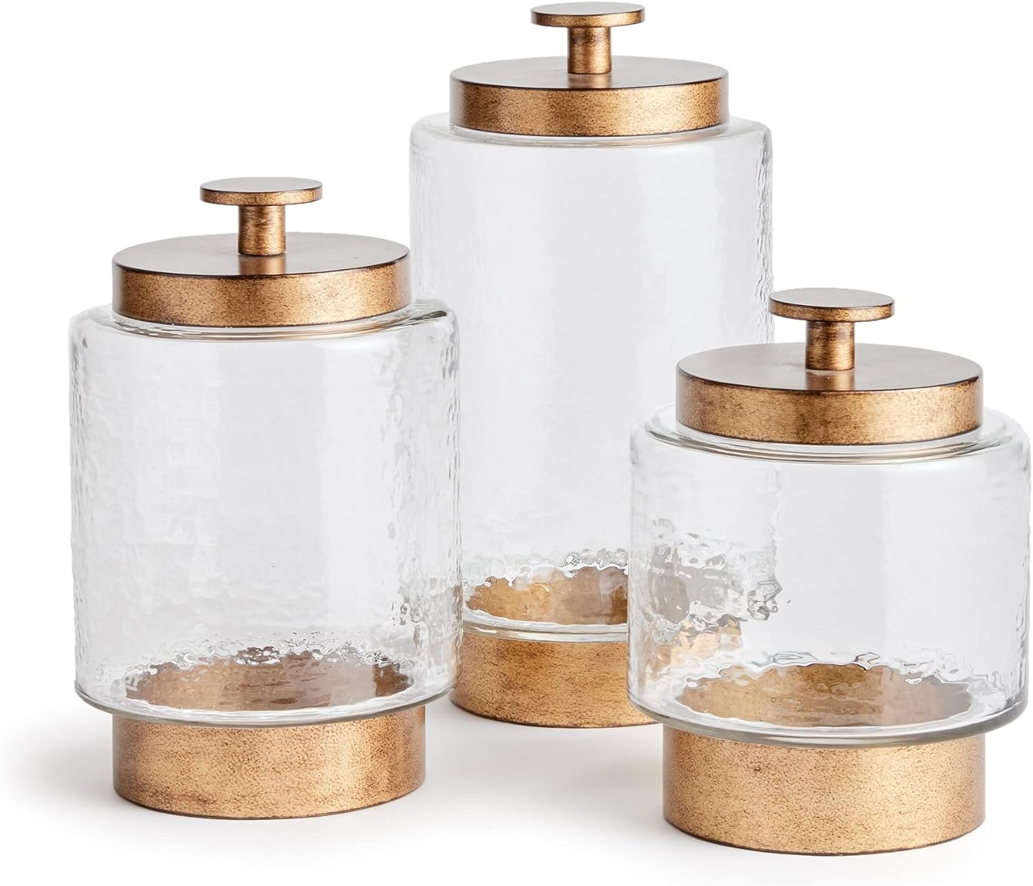 Generic Modern Luxury Gold Glass Canister - Medium Size - Rectangular - Flip Top Closure - BPA Free, Food Grade - 6 In. W x 6 In. L x 11 In. H