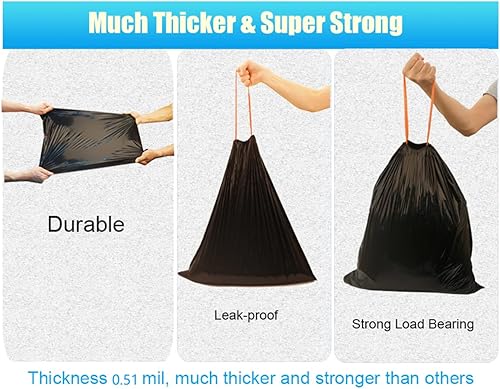 Miniatura 5 de Feiupe Bolsa de basura con cordón de 2 a 3 galones, forro para bolsa de basura pequeña adecuada para contenedores de basura de 2 galones, 2.3