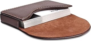 Ocadux Leather Business Card Holder Case for Men or Women Pocket Business Card Wallet Name Card Case Holder with Magnetic Shut, Holds 25 Business Cards, Coffee