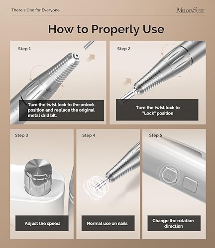 Miniatura 3 de MelodySusie Pulidor de uñas de nivel de entrada con clip, inalámbrico, esencial, SC300F, 30000RPM, lima E con pantalla LCD para dar forma y quitar