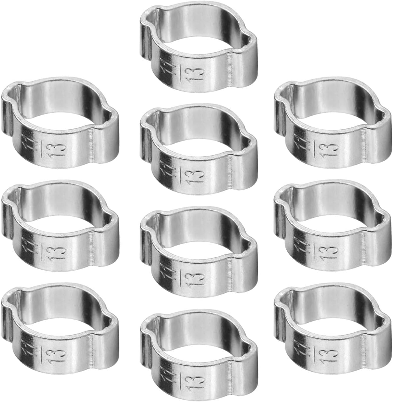 10pcs 5-23mm Zinc Plated Galvanized Iron Two Ear Clamps for Pipe D' (11-13mm)