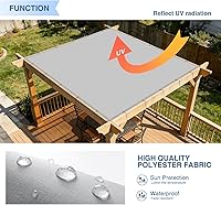 Vista 4 de E&K Sunrise - Toldo impermeable de 12 x 24 pies, color gris claro, rectángulo con bloqueo UV, duradero, perfecto para toldo, jardín al aire libre