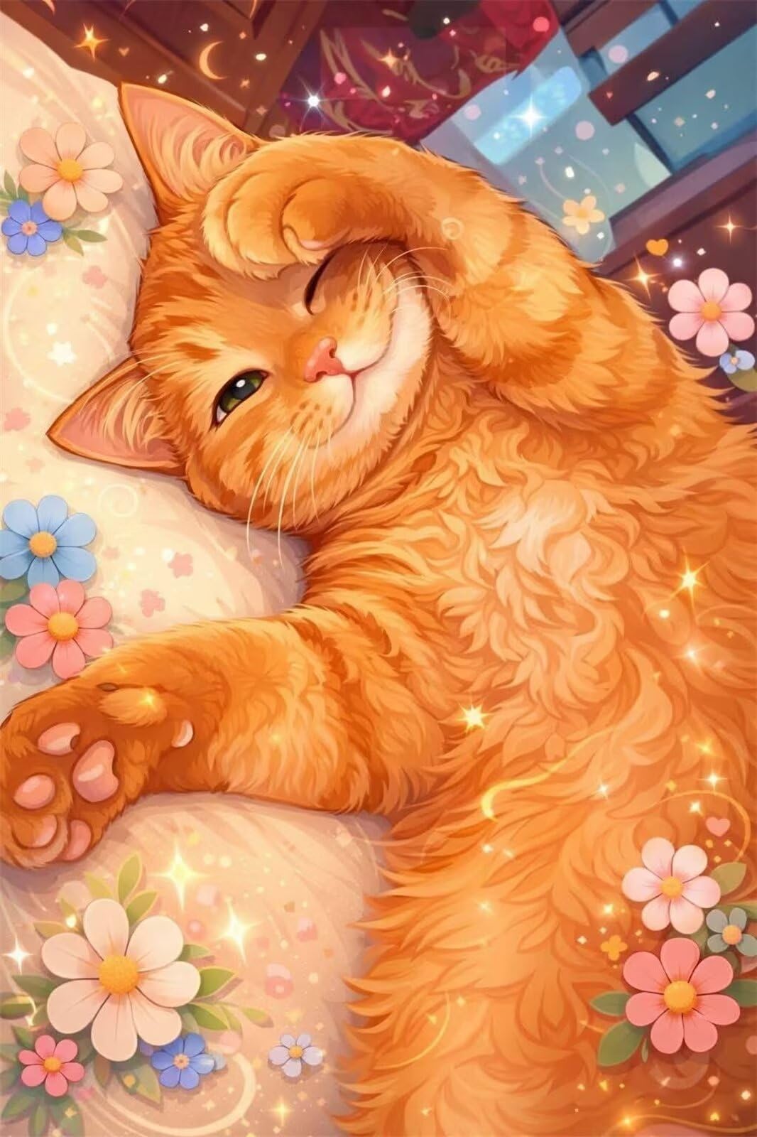 Puzzle 1200 Pezzi Bellissimo Gatto Fiori Puzzle per Adulti, Difficile e Sfidante con Poster Idea Regalo per Appassionati Puzzle Classici