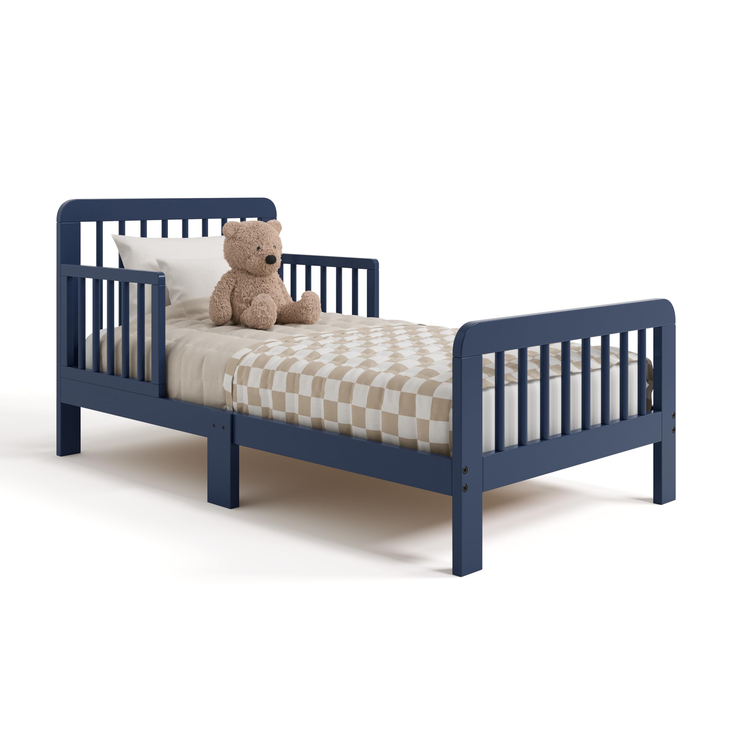 Storkcraft Pasadena Toddler Bed - GREENGUARD Gold Certified, Includes Toddler Safety Guardrails, Fits Standard Crib & Toddler Mattress, Stylish Design with Rounded Details, Midnight Blue