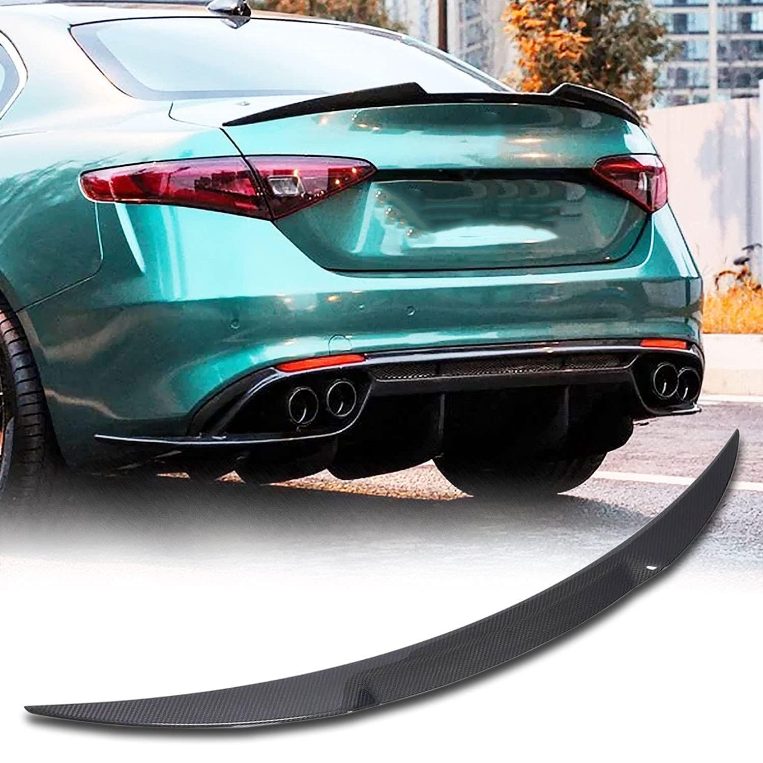 YPSQQHD Car Rear Spoiler Splitter, Rear Trunk Boot Lip Wing lid Spoiler ABS Exterior Accessories, Compatible with Alfa Romeo Giulia Quadrifoglio 2015-2022