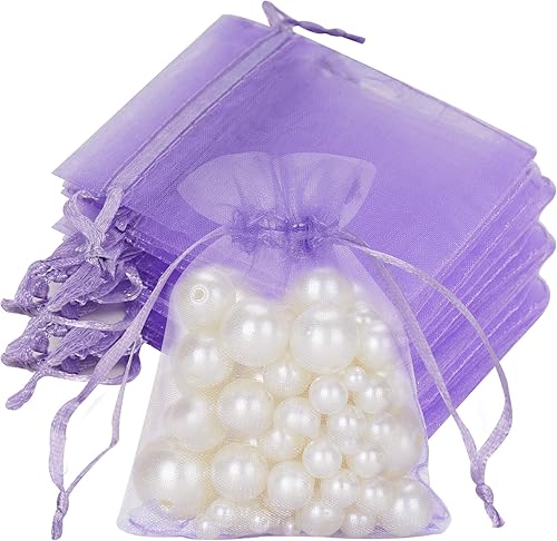 Miniatura 8 de joycraft 50 bolsas de organza, bolsas de regalo de 2.7 x 3.5 pulgadas, bolsas de tul transpirables con cordón, bolsa de malla transparente con