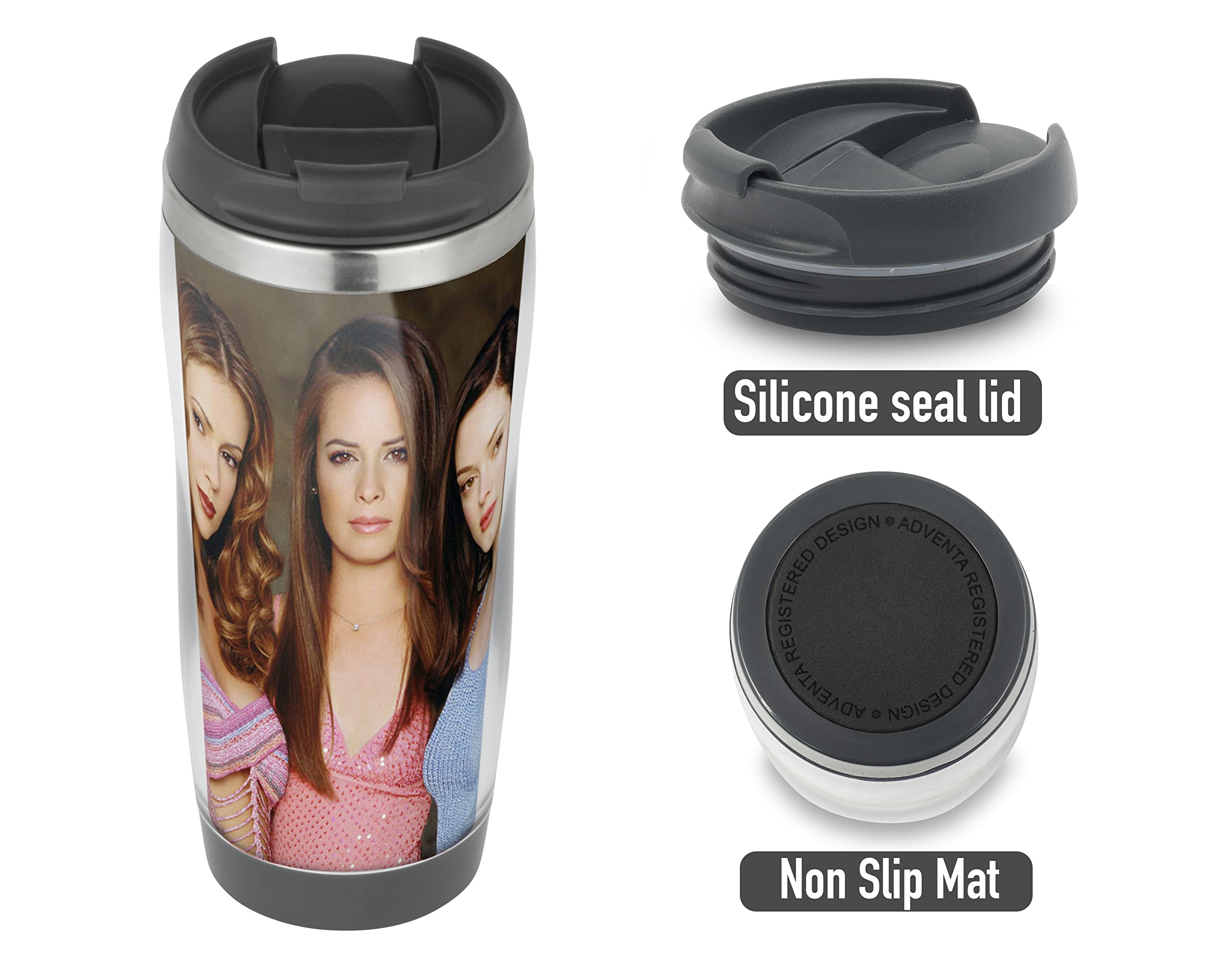 Tasse Céramique Charmed + Dessous De Verre Bois - Coffret Cadeau 325 Ml, Design Photo, Lavable Lave-vaisselle - 3