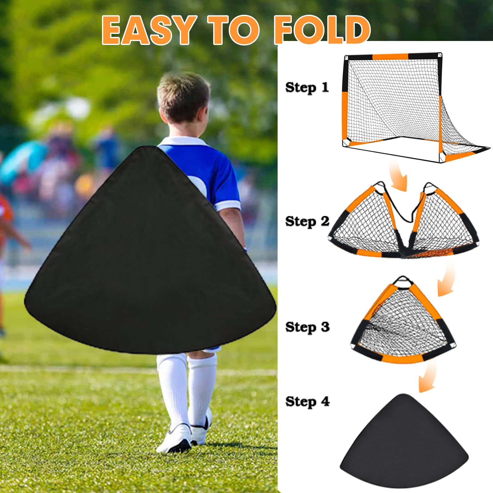 But de Foot 2 en 1 pour Jardin, Cage de Football avec Cible de Tir, Filet Pliable Outdoor, But pour Enfants avec 4 Piquets et Sac de Transport